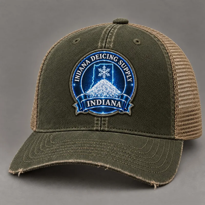 Indiana Deicing Supply trucker hat with state badge